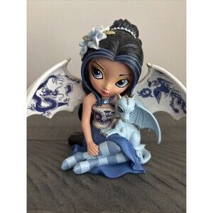 Rare Jasmine Becket-Griffith’s 4” Blue Willow Beauty  Romance Fairy Dragon